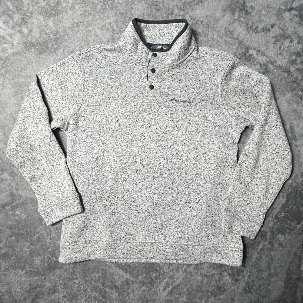 Men's Eddie Bauer Large Radiator Fleece Pullover Snap Front Heather Gray Size